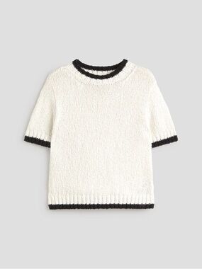 Abercrombie Ivory Sweater with Blue Trim